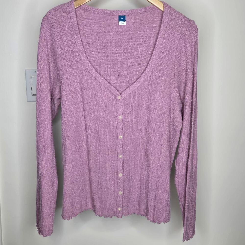 OLD NAVY Lilac Button-Up Vneck Long Sleeve Top Size XL